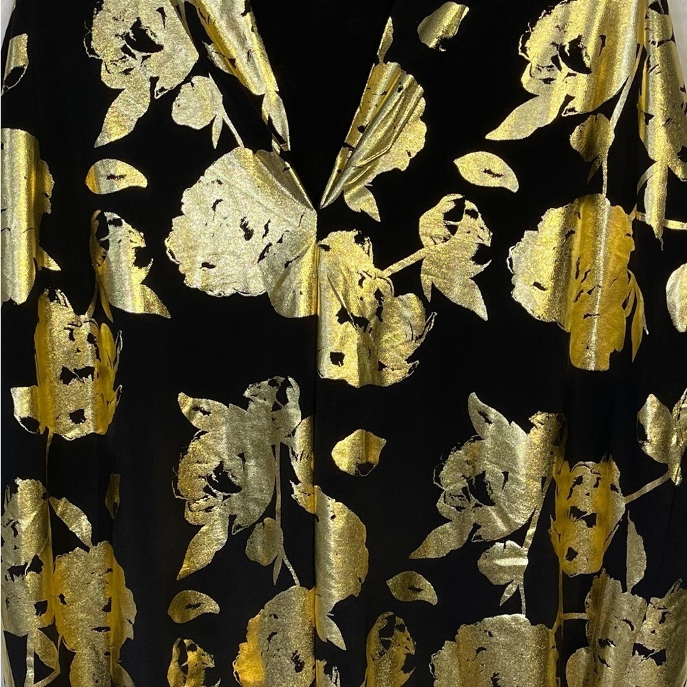 New Rachel Roy Womens Black Gold Metallic Floral Sleeveless Plus Business 2X - Picture 2 of 10